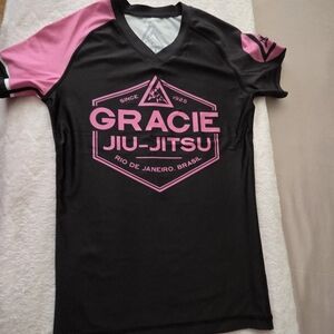 Gracie Jiu-Jitsu Black and Pink Rash Guard